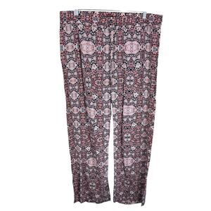 Hester & Orchard Colorful Patterned Lightweight Rayon Drawstring Casual Pants L